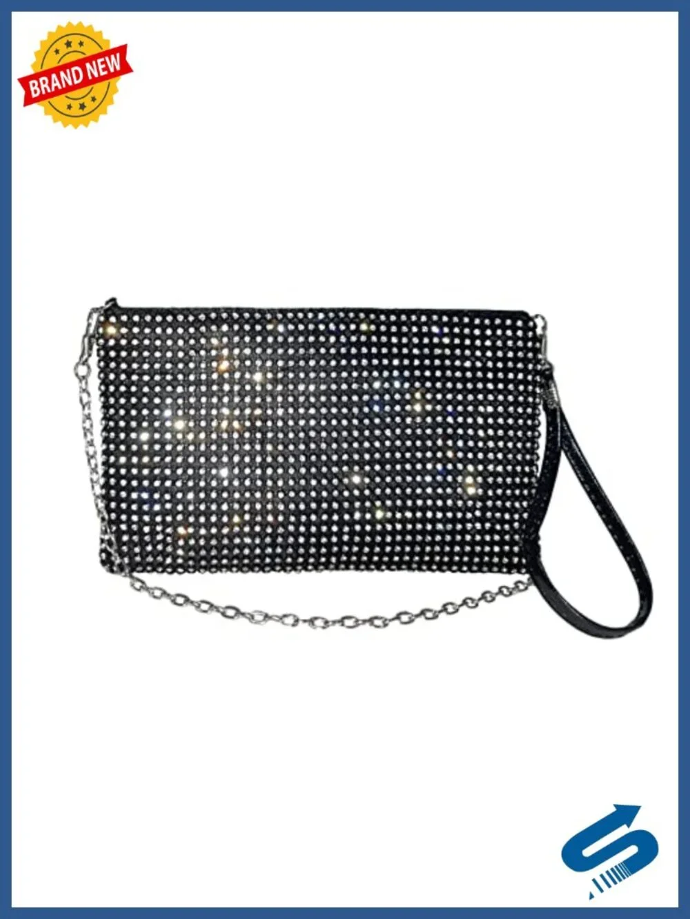 Silver Rhinestone Wristlet Clutch Evening Bag Bling Small Purse